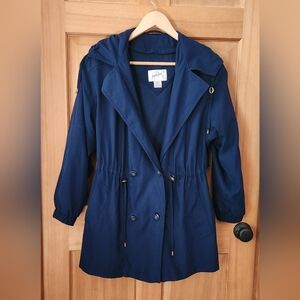 Jacqueline Ferrar Blue Trench Coat with Classic Design